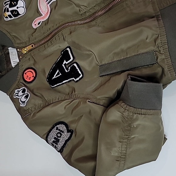 3/$30 H&M Patchwork Army Green Bomber Jacket Toddler - Picture 4 of 7